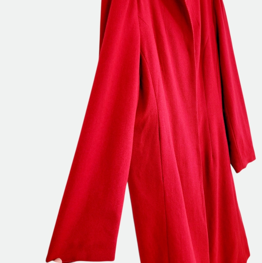 J. PETERMAN Third Act Wool Blend Coat Red w/ Leopard Print Lining Size 18 - Picture 4 of 11